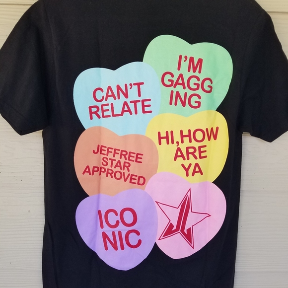 Jeffree Star Cosmetic Candy Hearts Valentines Exclusive Black T-Shirt, Size Sml - Picture 6 of 9